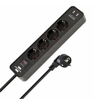 Brennenstuhl 2 X USB Hızlı Şarj Özellikli 4 Soketli Priz Siyah