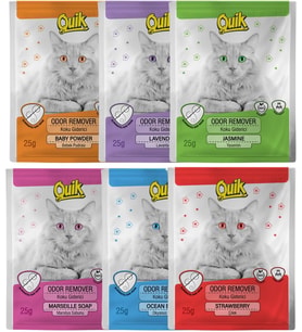 Quik Kedi Kumu Koku Giderici Toz 25 g (Pudralı – Lavantalı – Yaseminli – Marsilya Sabunlu – Okyanus – Çilek)
