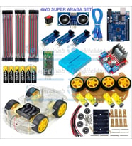 4WD ÇİZGİ İZLEYEN BLUETOOTH (TELEFON) KONTROLLÜ ARAÇ KİTİ (DEMONTE)