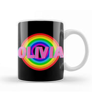 Olivia  Name personalized Custom   vintage Retro Rainbow Style Design Gift Baby Gift For Her Kupa Bardak Porselen