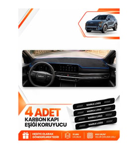 KİA SPORTAGE (2025-SONRASI) Uyumlu Ön Torpido Koruma Kılıfı Halısı - Siyah Mavi