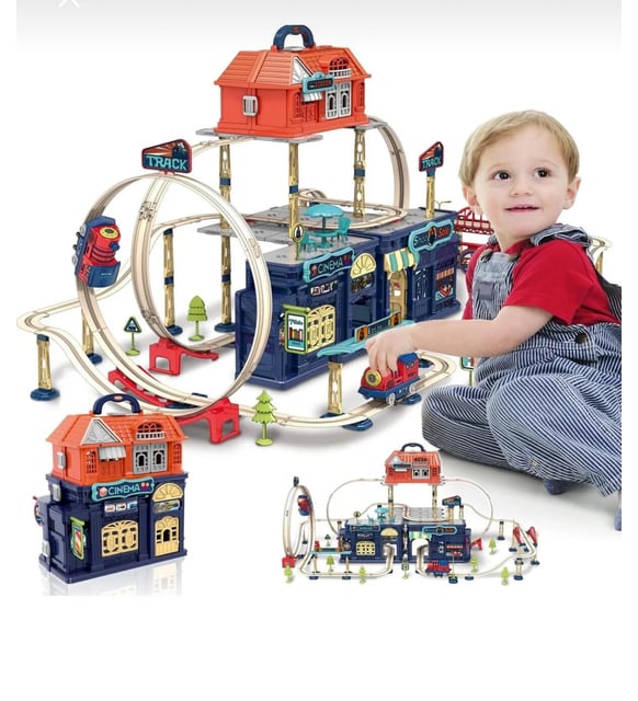 197 Parça Hareketli Looping Raylı Oyuncak Tren Track City 2 in 1
