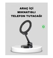 Mey İthalat® Katlanır Manyetik Araç İçi Telefon Tutucu – 360° Dönebilen, MagSafe Uyumlu, Güçlü Mıkna