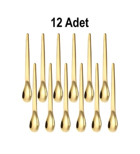 201 Çelik 12 Adet Gold Mat 12,5 cm Klasik Çay Kaşığı cin941sr-12