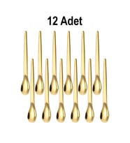 201 Çelik 12 Adet Gold Mat 12,5 cm Klasik Çay Kaşığı cin941sr-12