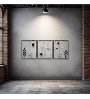 Soyut Yüz Figürü 3 Parça Metal Duvar Dekoru – Modern Minimalist Sanat (Siyah)