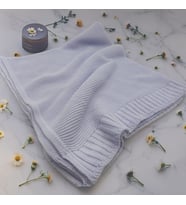 Kişiye Özel Triko Bebek Battaniyesi - %100 Pamuk, Yumuşak, Hediye ve Baby Shower İçin İdeal (Mavi)