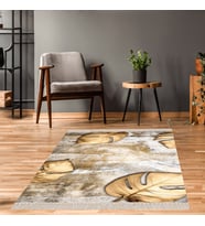 Gold Yaprak Desenli Dijital Baskı Yıkanabilir Kaymaz Taban Modern Salon Halısı ve Yolluk