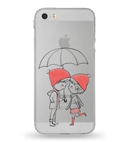 Apple iPhone 5 Uyumlu Kamera Korumalı Tıpalı Kapak Aşk Tasarımlı Silikon Şeffaf Kılıf