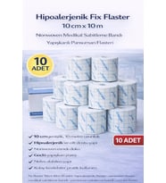 Hipoalerjenik Fix Flaster 10 cm x 10 m 10 Adet Nonwoven Medikal Sabitleme Bandı Yapışkanlı Pansuman Flasteri