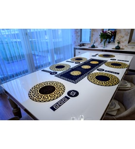 RUNNER/AMERİKAN SERVİS/MASA ÖRTÜSÜ/KADİFE/19 PARÇA/6 KİŞİLİK YEMEK SUNUM TAKIMI