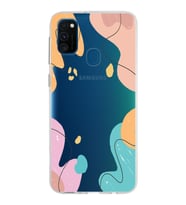 Samsung Galaxy M30s Kapak Karışık Renkler Tasarımlı Şeffaf Silikon Kılıf