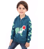 Toontoy Erkek Çocuk Baskılı Hırka (Petrol)