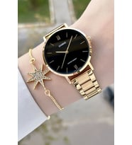 Casio CSISTE161 Kadranı Siyah Kordonu Gold Renk Kadın Kol Saati