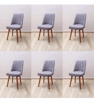6 ADET GRİ Nergis Ahşap Ayaklı Mutfak Sandalye 42x45