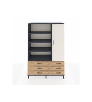 Hyperion Dolap 8 Raflı 6 Çekmeceli Tek Kapaklı  132x44x195 Antrasit-Aytaşı/Çam