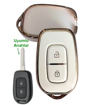 Dacia Duster Logan Sandero Dokker Uyumlu Sustasız Anahtar Kılıfı Oto Anahtarlık BEYAZ GOLD