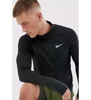 Nike Dri-Fit Running Half Zip Erkek Çeyrek Fermuar Antreman Üstü (Siyah)