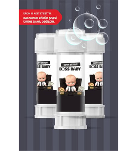 Patron Bebek Boss Baby Temalı Doğum Günü * 18 Adet Köpük Baloncuk Etiketi