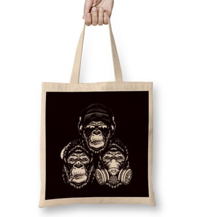See Speak Hear No Evil Gorilla Japan Wise Monkeys Emoticon Bez Çanta Uzun Saplı