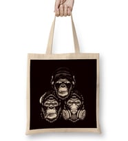 See Speak Hear No Evil Gorilla Japan Wise Monkeys Emoticon Bez Çanta Uzun Saplı