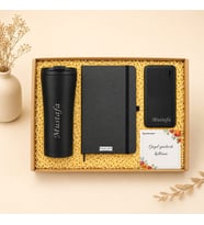 Kişiye Özel İsim Baskılı Premium Ofis Hediye Seti Termos Defter Ve 10000 Mah Powerbank Hediye Kutusu