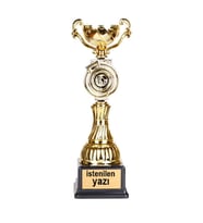 Ödül Kupası 37 cm - Büyük Boy-istenilen yazıyla (Siyah-Gümüş-Altın)