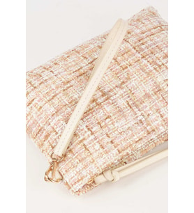 Kadın Bellis Tweed Krem-Pudra Astarlı Bilek Askılı Portföy El Ve Clutch Çanta