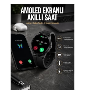 Mey İthalat® Akıllı Saat Amoled Ekran 3 Kordonlu NFC Ve GPS Uyumlu