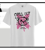 Chill Bear - %100 Pamuklu Kadın Beyaz Tişört - Premium Quality (Siyah - Beyaz)