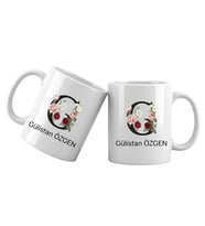 G Harfli Kişiye Özel İsimli Porselen Kupa Bardak – Çiçekli Monogram Harf Tasarımlı İsim Yazılı Kişiselleştirilebilir Hediye Kupa (Beyaz)