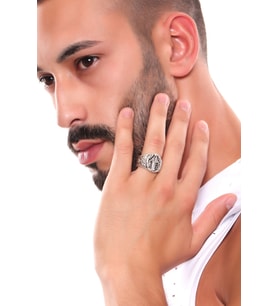 Erkek Antik Gümüş Kaplama Ayarlanabilir Gotik Yüzük