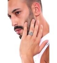 Erkek Antik Gümüş Kaplama Ayarlanabilir Gotik Yüzük