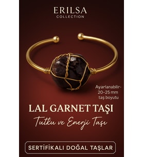 Sertifikalı Doğal Lal Garnet Taşı Ayarlanabilir 24K Altın Kaplama Bileklik 20-25 mm (Çok Renkli)