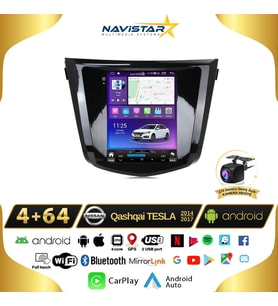 Nissan Qashqai Tesla 4GB + 64GB 2014-2017 Model Android 13 Kablosuz Carplay Navigasyon Multimedya Sistemi