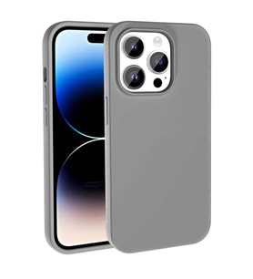 iPhone 14 Pro Kılıf Magsafe Şarj Özellikli Sıvı Teknolojili Silinebilir Sert Kivi Kılıf (Koyu Gri)
