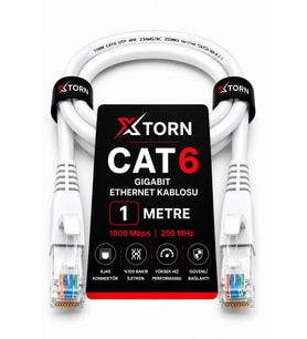 TORN CAT6 Ethernet Kablosu 1 Metre RJ45 LAN İnternet Modem Router Bilgisayar Kablosu