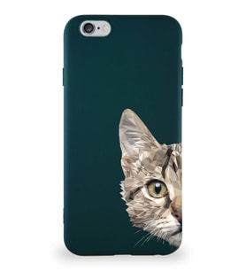 Apple iPhone 6S Soft Premier Kapak Catface Tasarımlı Silikon Kılıf - Yeşil (Şeffaf)