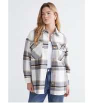 LCW Comfort Gri Ekose Oversize Kadın Gömlek