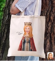 BK Gift Kişiye Özel Kadın Karikatürlü Kanvas Bez Plaj Çantası Baskılı Omuz Çantası-22, Alışveriş Çantası, Arkadaşa Hediye