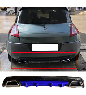Renault Megane 2 HB Mavi Difüzör Çiftli Kare Egzoz Görünümlü D Tip Difizör 2002 - 2009