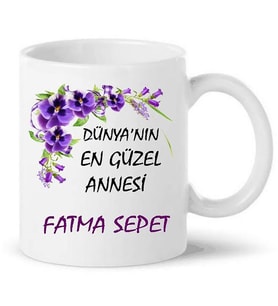ANNELER GÜNÜ HEDİYESİ PORSELEN DÜNYANIN EN GÜZEL ANNESİ BASKILI ÖZEL TASARIM KUPA BARDAĞI