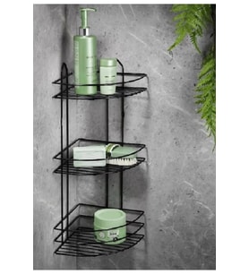 Köşelik Banyo 3 Raflı Siyah Metal Royaleks-56574