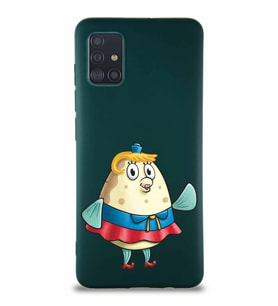 Samsung Galaxy A51 Soft Premier Kapak Bayan Puff Tasarımlı Silikon Kılıf - Yeşil (Şeffaf)
