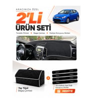 e-biz HYUNDAİ İ30 (2007-2012) Uyumlu Torpido Örtüsü + Tay Tüyü Bagaj Çantası - Siyah-Gri - HU004