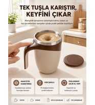 Manyetik Karıştırıcı Kupa Usb Şarjlı Otomatik Karıştırma Çift Katmanlı