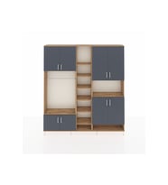 Arges Dolap 18 Raflı 8 Kapaklı Tek Askılı 220x30x243 Çam-Antrasit/Çam