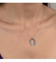 Ucarticaret S-warovski Taşlı Gümüş Çember Kalp Bayan Kolye