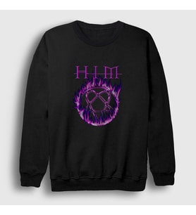Presmono Unisex Siyah Flames Logo Him Sweatshirt 80528tt