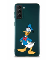 Samsung Galaxy S21 Plus Soft Premier Kapak Donald Duck-C Tasarımlı Silikon Kılıf - Yeşil (Şeffaf)